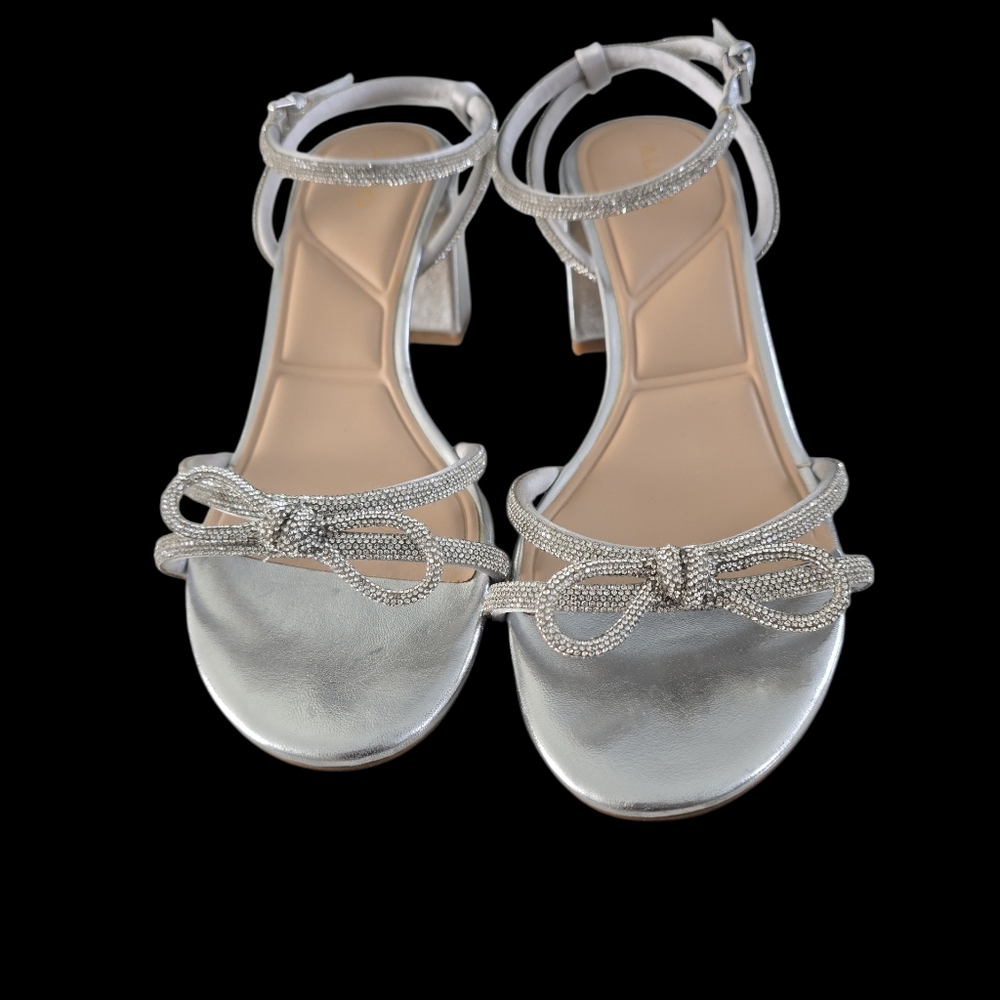 Aldo Silver Bow Accent Sandals